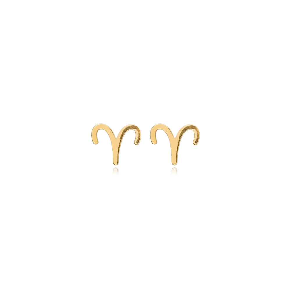 Elegant gold Aries symbol earrings from Twin Jewellery's collection.