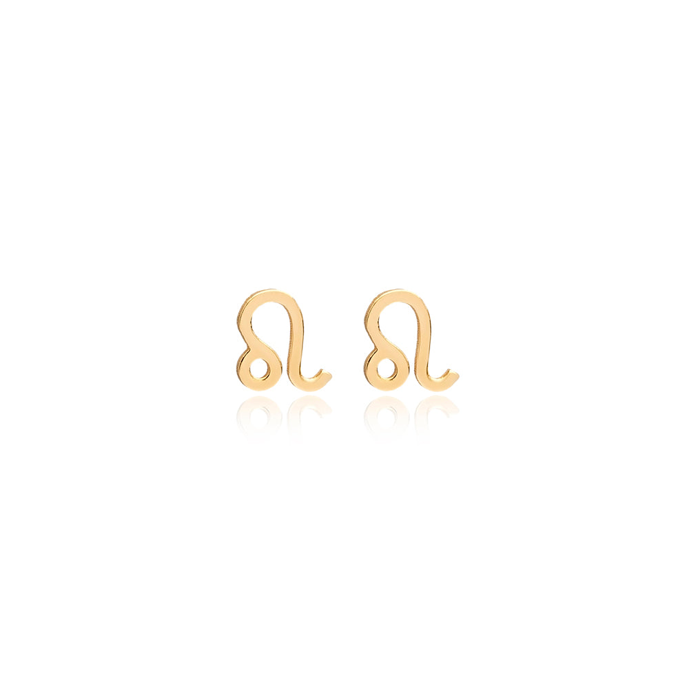 Gold Leo symbol earrings from Twin Jewellery
