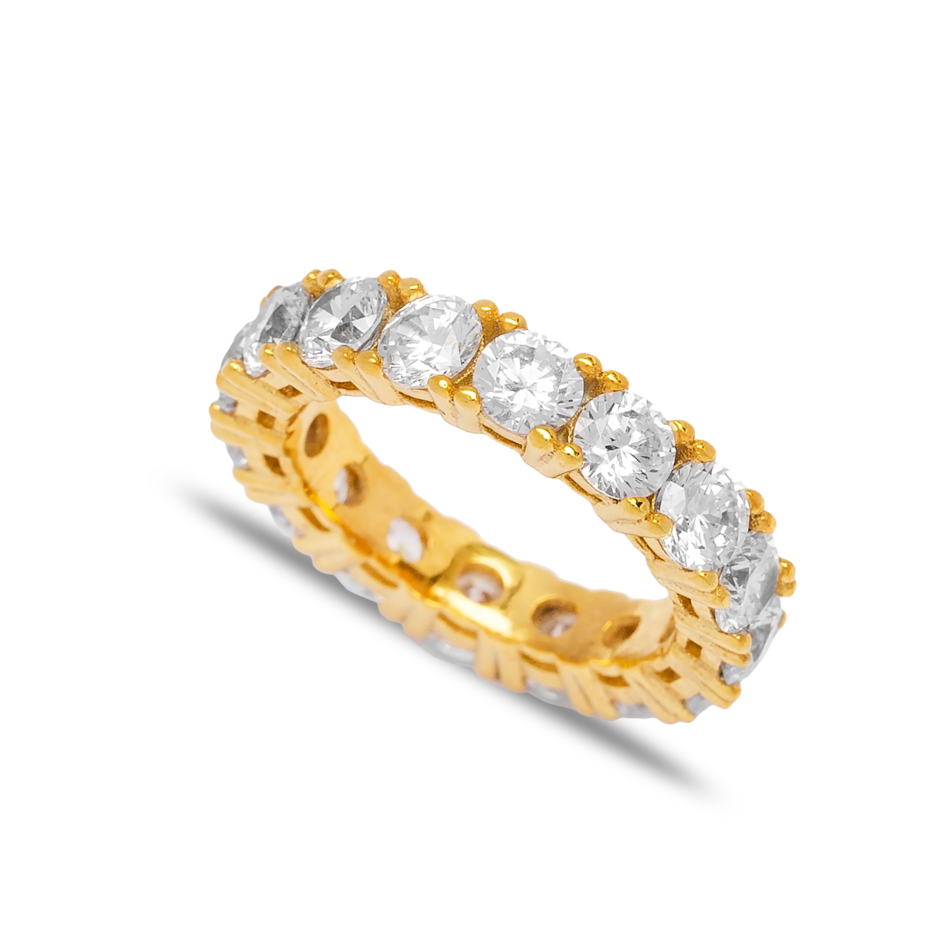 Shiny Gold Band Ring with Sparkling Diamonds, Classic Cocktail Ring Crafted by Twin Jewellery