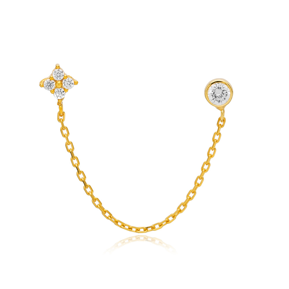 Elegant gold chain earrings with sparkling diamond accents, from the Twin Jewellery collection.