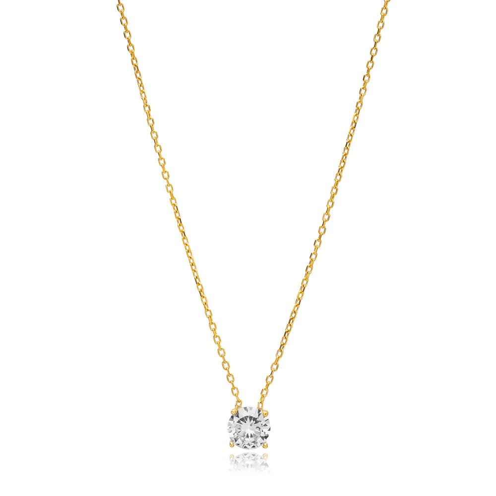 Elegant stone round necklace from Twin Jewellery, featuring a delicate gold chain and a sparkling crystal pendant.