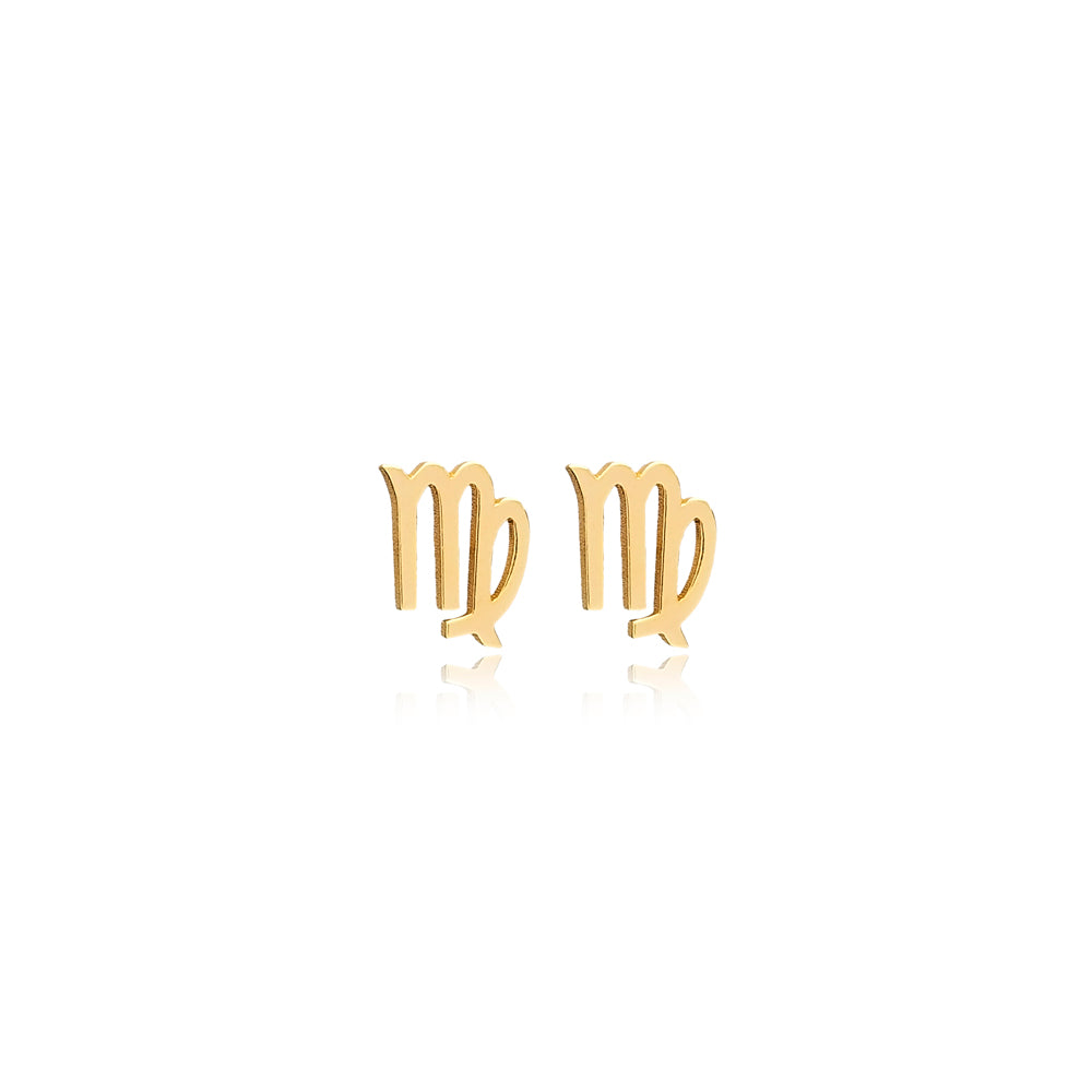 Elegant Virgo zodiac earrings, minimalist gold-tone design, perfect birthday gift